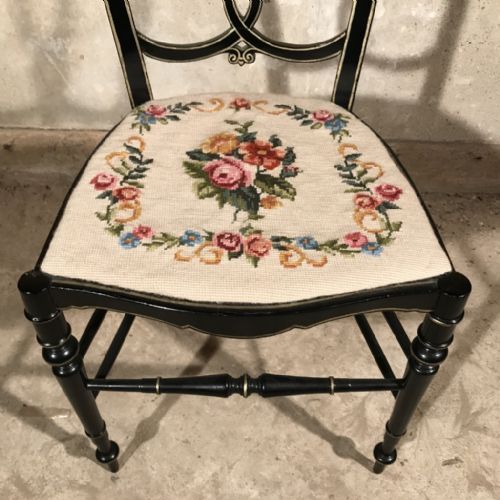 BLACK LACQUERED AND GILDED SINGLE CHAIR - ADDITIONAL PHOTO 1