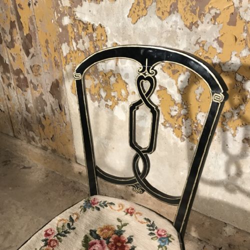 BLACK LACQUERED AND GILDED SINGLE CHAIR - ADDITIONAL PHOTO 3