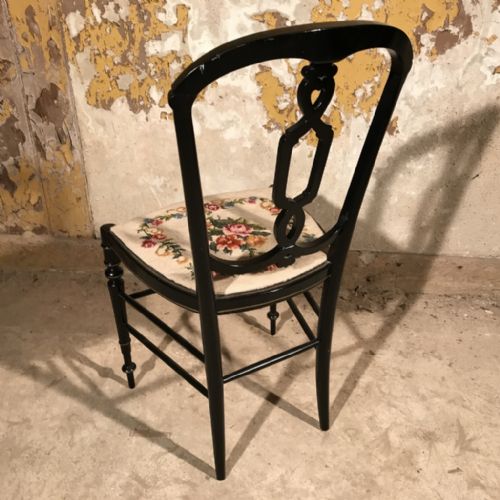 BLACK LACQUERED AND GILDED SINGLE CHAIR - ADDITIONAL PHOTO 4
