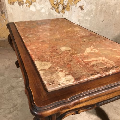 FRENCH WALNUT AND MARBLE TOP COFFEE TABLE - ADDITIONAL PHOTO 3