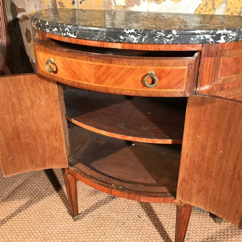 FRENCH MARBLE TOP INLAID DEMI LUNE CHEST - ADDITIONAL PHOTO 5