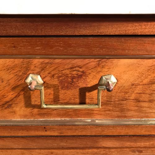 FRENCH MAHOGANY AND BRASS COMMODE CHEST WITH MARBLE TOP - ADDITIONAL PHOTO 3