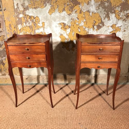 pair of french cherrywood bedside tables - CATEGORY: ANTIQUE CABINETS - DATED 1900