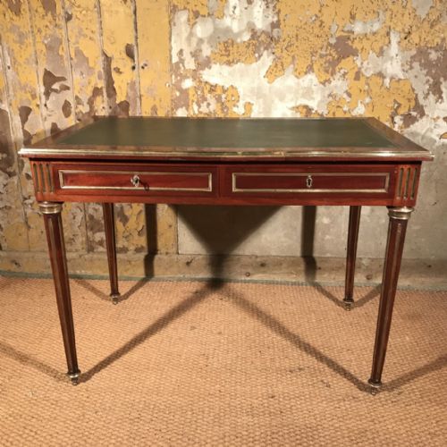 FRENCH MAHOGANY AND BRASS INLAID WRITING TABLE - ADDITIONAL PHOTO 3