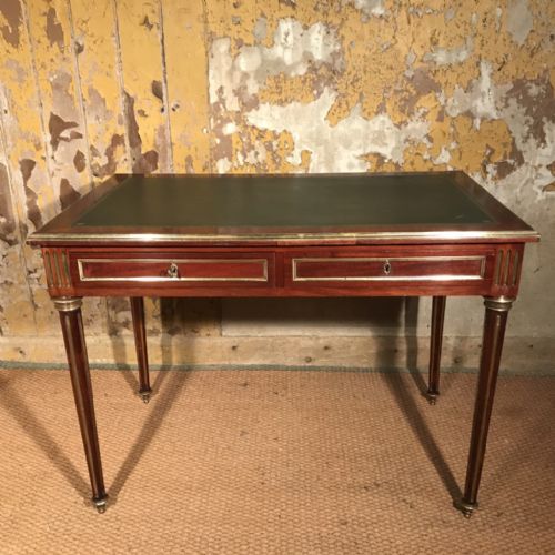 FRENCH MAHOGANY AND BRASS INLAID WRITING TABLE - ADDITIONAL PHOTO 5