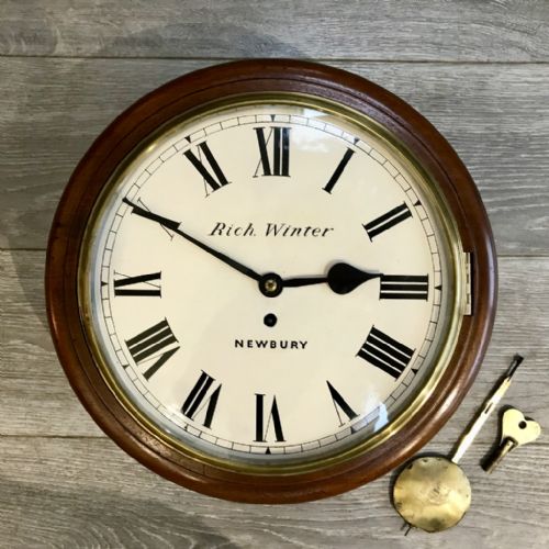 12'' fusee wall clock winter of newbury - CATEGORY: ANTIQUE CLOCKS - DATED 19TH CENTURY