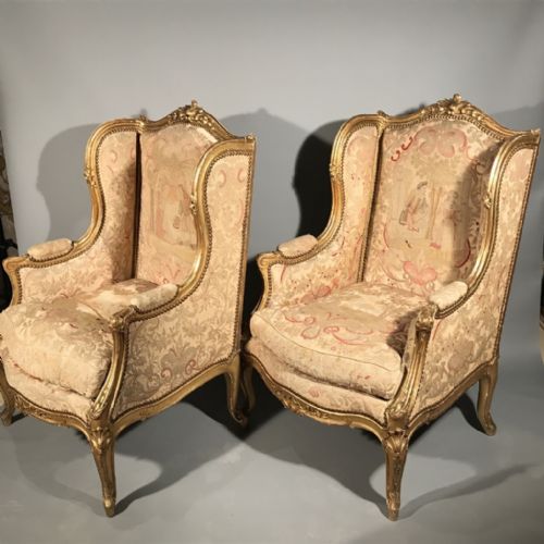 EXCEPTIONAL PAIR OF C19TH FRENCH GILT WING ARMCHAIRS - ADDITIONAL PHOTO 1