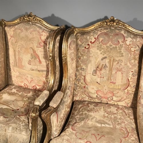 EXCEPTIONAL PAIR OF C19TH FRENCH GILT WING ARMCHAIRS - ADDITIONAL PHOTO 3