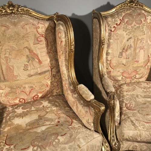 EXCEPTIONAL PAIR OF C19TH FRENCH GILT WING ARMCHAIRS - ADDITIONAL PHOTO 4