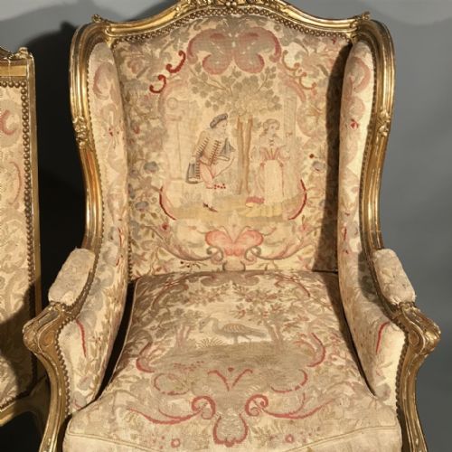 EXCEPTIONAL PAIR OF C19TH FRENCH GILT WING ARMCHAIRS - ADDITIONAL PHOTO 5