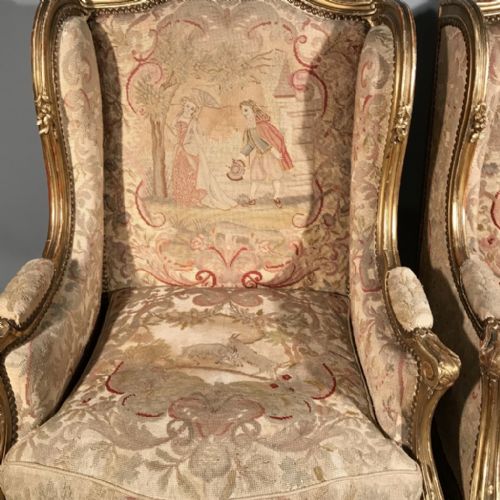 EXCEPTIONAL PAIR OF C19TH FRENCH GILT WING ARMCHAIRS - ADDITIONAL PHOTO 6