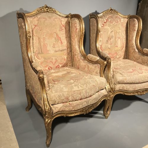 EXCEPTIONAL PAIR OF C19TH FRENCH GILT WING ARMCHAIRS - ADDITIONAL PHOTO 8