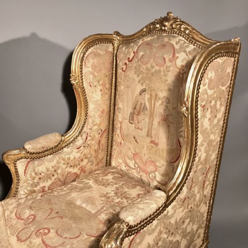 EXCEPTIONAL PAIR OF C19TH FRENCH GILT WING ARMCHAIRS - ADDITIONAL PHOTO 10
