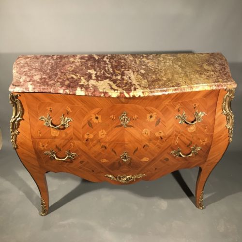 FRENCH MARBLE TOP MARQUETRY CHEST OF DRAWERS - ADDITIONAL PHOTO 1