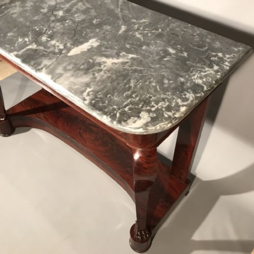 LARGE FRENCH MAHOGANY AND MARBLE CONSOLE TABLE - ADDITIONAL PHOTO 2