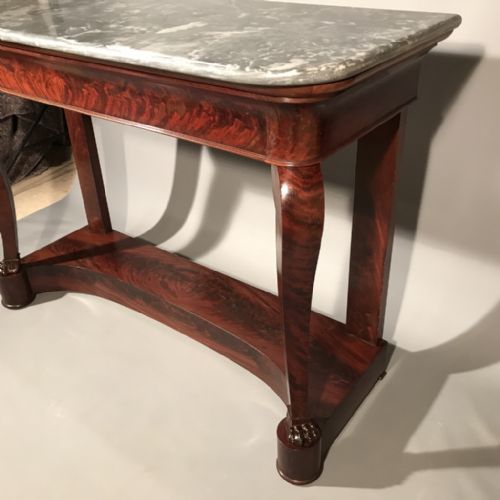 LARGE FRENCH MAHOGANY AND MARBLE CONSOLE TABLE - ADDITIONAL PHOTO 4