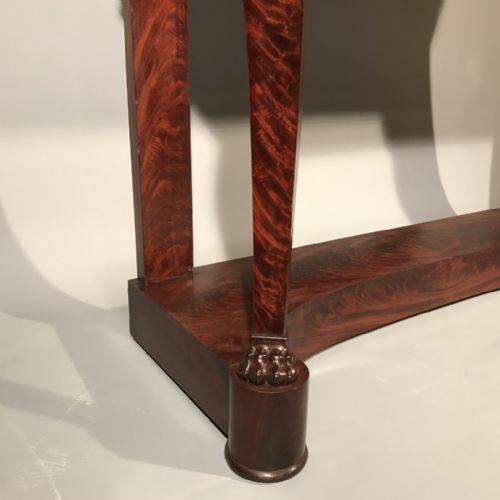 LARGE FRENCH MAHOGANY AND MARBLE CONSOLE TABLE - ADDITIONAL PHOTO 5