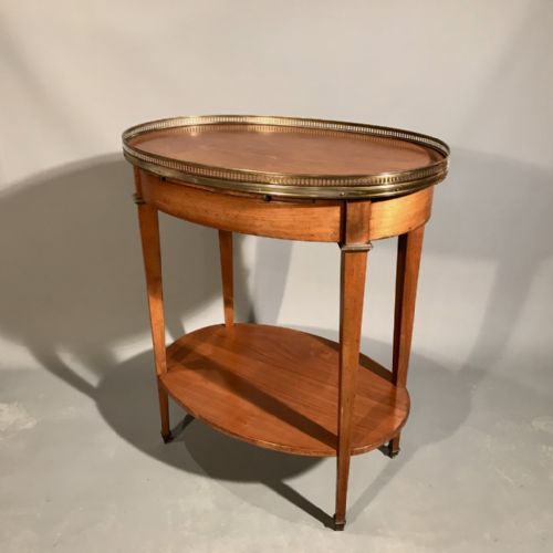 french cherry brass oval side table - CATEGORY: ANTIQUE TABLES - DATED 1920