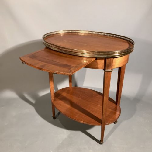 FRENCH CHERRY BRASS OVAL SIDE TABLE - ADDITIONAL PHOTO 1