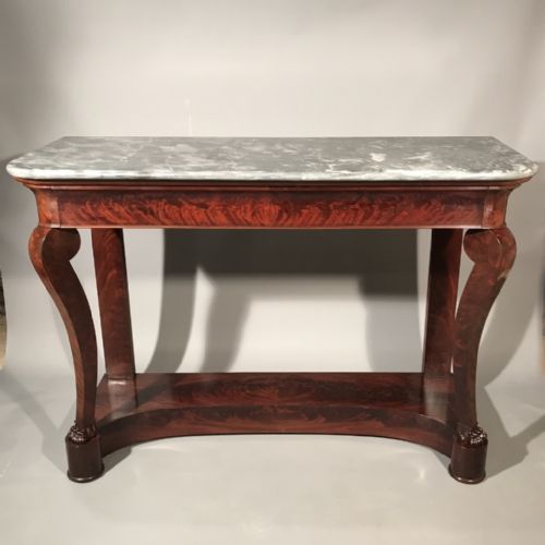 large french mahogany and marble console table - CATEGORY: ANTIQUE TABLES - DATED 1850