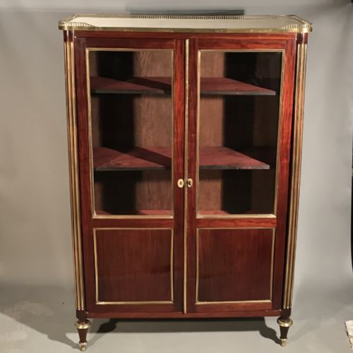 FRENCH MAHOGANY AND BRASS CABINET WITH MARBLE TOP - ADDITIONAL PHOTO 3