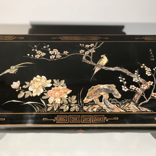 BLACK LACQUERED CHINOISERIE COFFEE TABLE - ADDITIONAL PHOTO 1