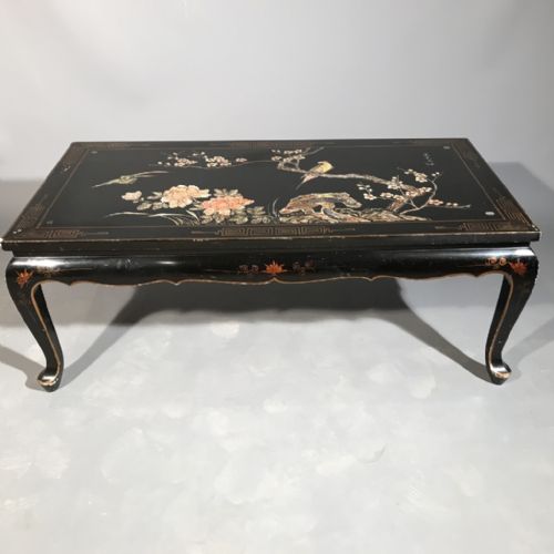 BLACK LACQUERED CHINOISERIE COFFEE TABLE - ADDITIONAL PHOTO 4