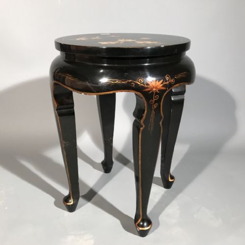 SINGLE BLACK LACQUERED CHINOISERIE URN TABLE - ADDITIONAL PHOTO 3