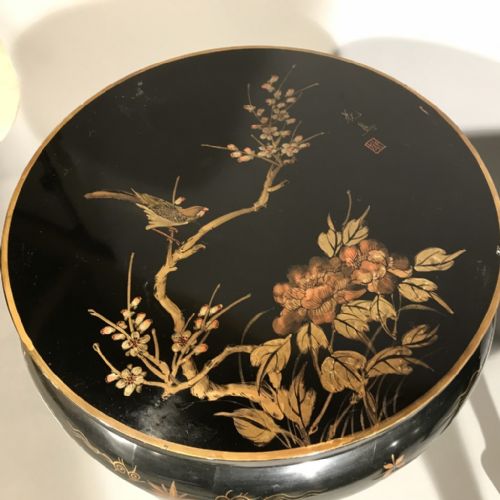 PAIR OF JAPANESE BLACK LACQUERED SIDE TABLES - ADDITIONAL PHOTO 1