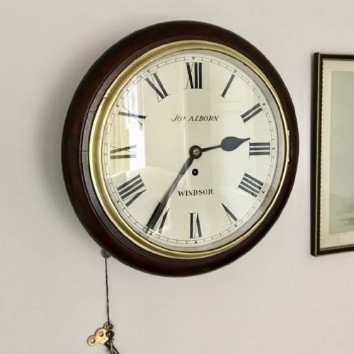 8 day fusee wall clock by joseph alborn of windsor c1883 - CATEGORY: ANTIQUE CLOCKS - DATED 1880