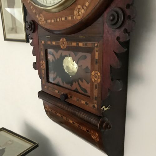 SUPERB AMERICAN DROP DIAL WALL CLOCK C1900 - ADDITIONAL PHOTO 1