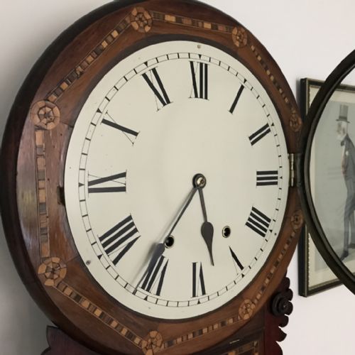 SUPERB AMERICAN DROP DIAL WALL CLOCK C1900 - ADDITIONAL PHOTO 4