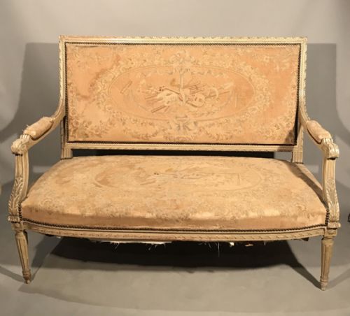 FRENCH C19TH 2 SEAT SOFA WITH TAPESTRY - ADDITIONAL PHOTO 3