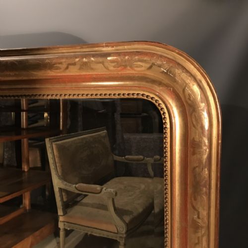 FRENCH GILT OVERMANTLE MIRROR LOUIS PHILIPPE STYLE - ADDITIONAL PHOTO 2