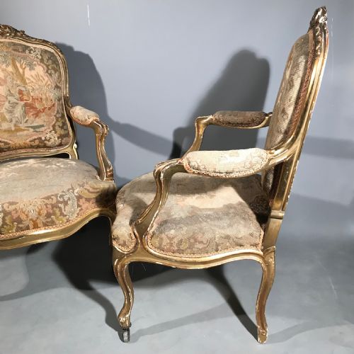 PAIR OF FRENCH LOUIS XV GILTWOOD AND TAPESTRY ARMCHAIRS - ADDITIONAL PHOTO 12