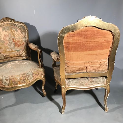 PAIR OF FRENCH LOUIS XV GILTWOOD AND TAPESTRY ARMCHAIRS - ADDITIONAL PHOTO 13