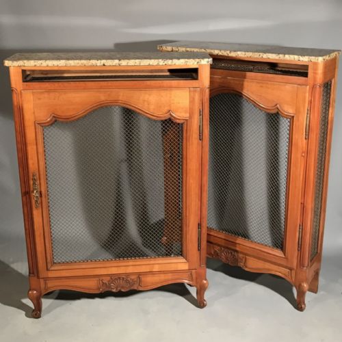 unusual pair of french cherry and brass grille radiator covers - CATEGORY: ANTIQUE MISCELLANEOUS - DATED 1920