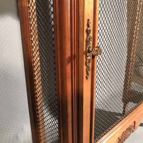 UNUSUAL PAIR OF FRENCH CHERRY AND BRASS GRILLE RADIATOR COVERS - ADDITIONAL PHOTO 2
