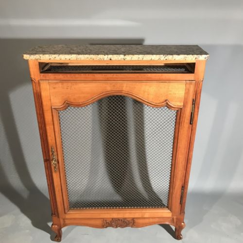 UNUSUAL PAIR OF FRENCH CHERRY AND BRASS GRILLE RADIATOR COVERS - ADDITIONAL PHOTO 3