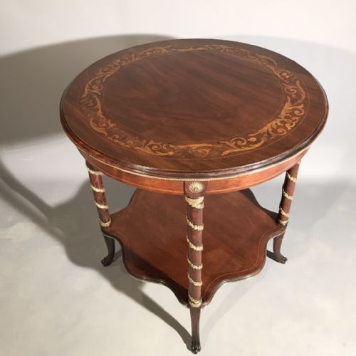 Mahogany and Marquetry Lamp Table by Paine Furniture Co.