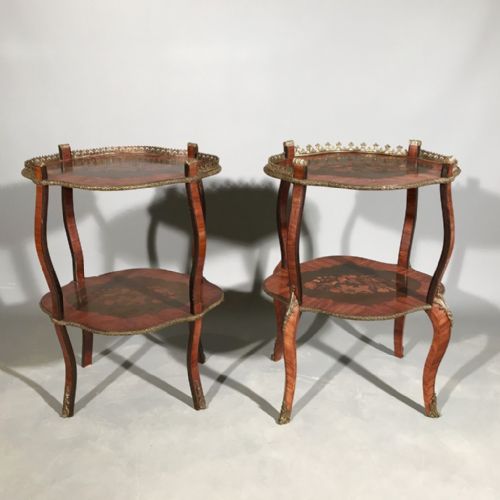 PAIR OF FRENCH KINGWOOD AND MARQUETRY ETAGERE - ADDITIONAL PHOTO 1