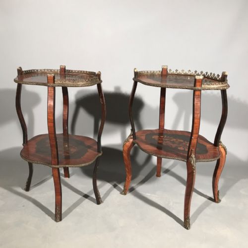 PAIR OF FRENCH KINGWOOD AND MARQUETRY ETAGERE - ADDITIONAL PHOTO 2