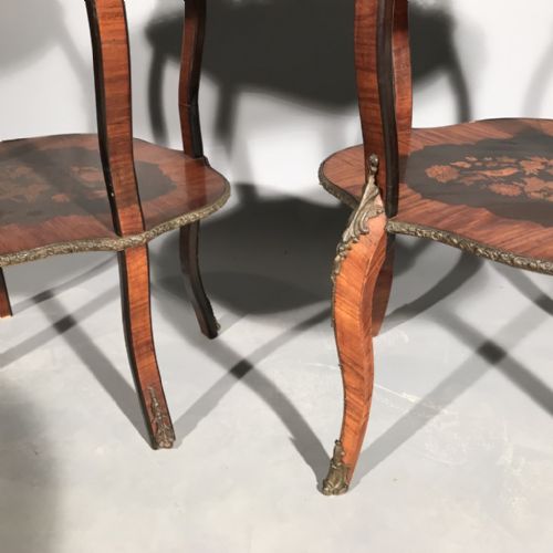 PAIR OF FRENCH KINGWOOD AND MARQUETRY ETAGERE - ADDITIONAL PHOTO 3