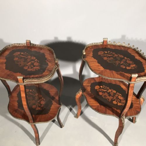 PAIR OF FRENCH KINGWOOD AND MARQUETRY ETAGERE - ADDITIONAL PHOTO 5