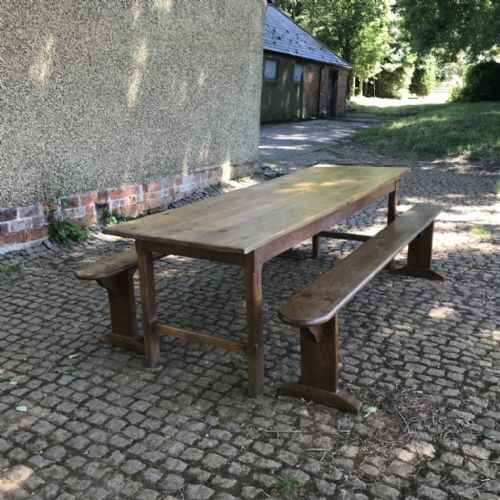 25M FRENCH OAK TABLE PAIR OF BENCHES - ADDITIONAL PHOTO 1