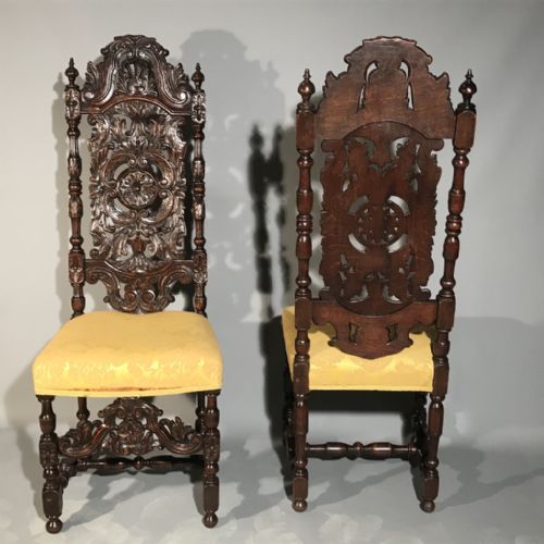 PAIR OF JACOBEAN STYLE OAK HIGH BACK CHAIRS - ADDITIONAL PHOTO 4