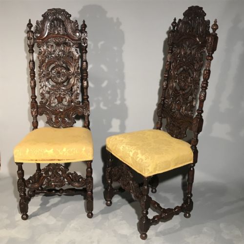 PAIR OF JACOBEAN STYLE OAK HIGH BACK CHAIRS - ADDITIONAL PHOTO 1
