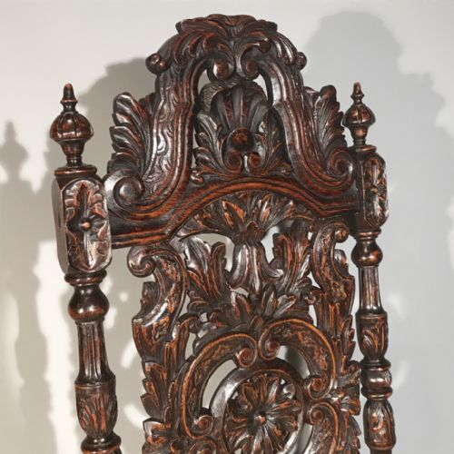 PAIR OF JACOBEAN STYLE OAK HIGH BACK CHAIRS - ADDITIONAL PHOTO 2