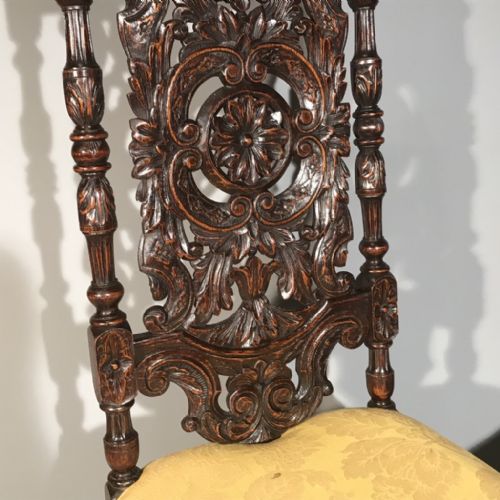 PAIR OF JACOBEAN STYLE OAK HIGH BACK CHAIRS - ADDITIONAL PHOTO 3