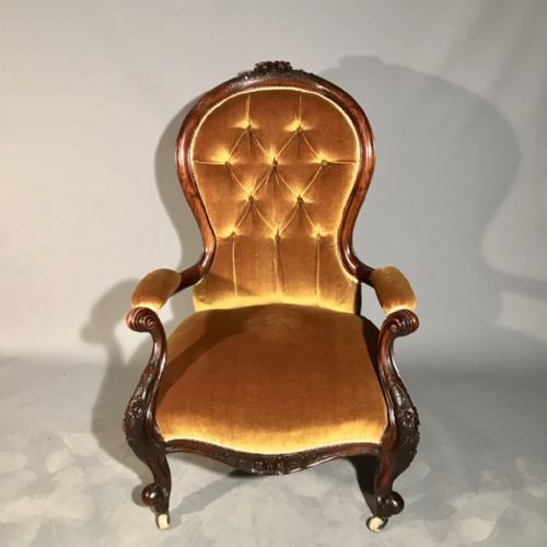 WALNUT VICTORIAN SPOON BACK ARMCHAIR - ADDITIONAL PHOTO 1